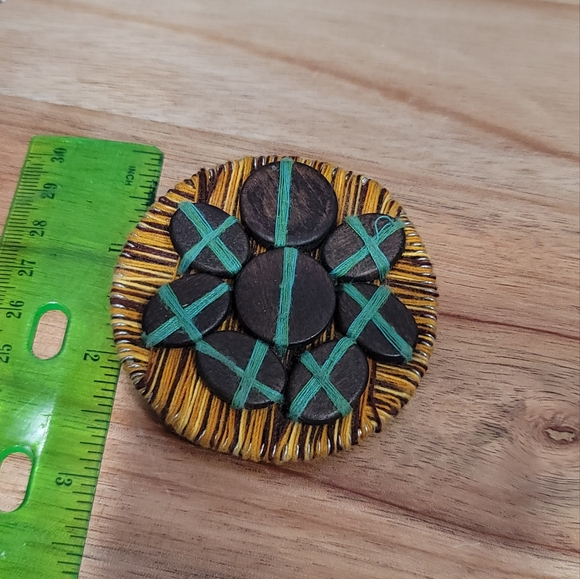 Boho Wood woven womens brooch pin - Picture 3 of 4